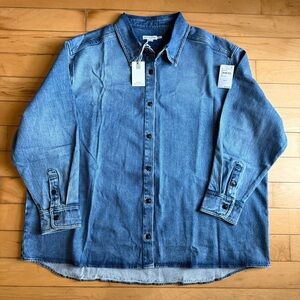 Good American Long Sleeves Women Indigo Oversized Denim Shirt
